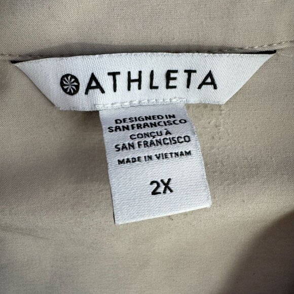 Athleta Urbanite Shirt 2X Women Beige Button Long Sleeve Stretch Career Comfort - Picture 5 of 7